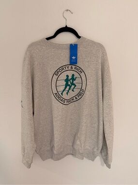 adidas Gray Crewneck Sweatshirt with Green Track & Field Logo